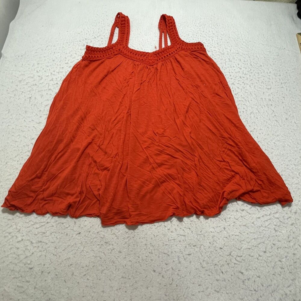 Zara Trafaluc Women's Medium Red Orange Flowy Tank Top Braided Strap